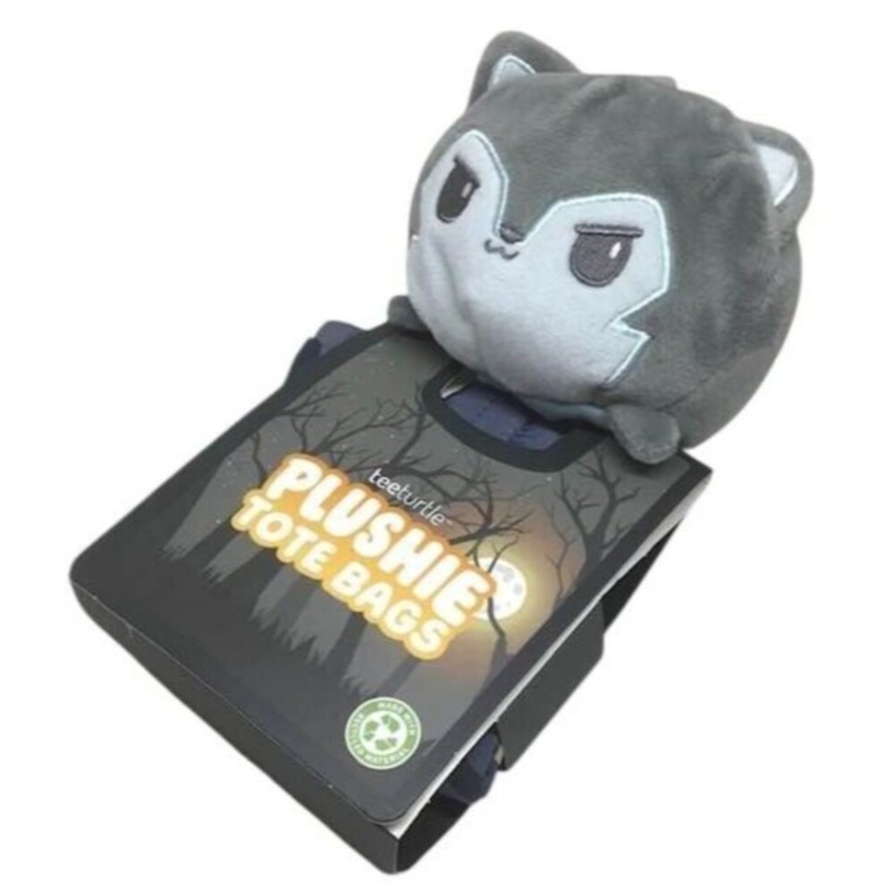 Teeturtle Plushie Tote Bag Gray Forest Wolf Trees Groceries Travel Carry NEW